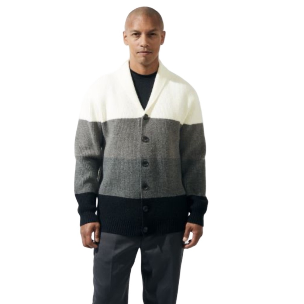 Silversilk Men's Ultra Soft Striped Button Front Cardigan Sweater NWT Size XXL